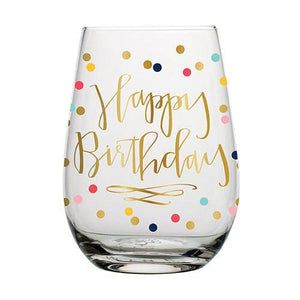 Happy Bday Wine Glass