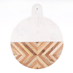 Marble & Wood Round Serving Board