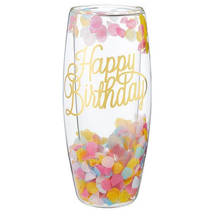 Happy Birthday Confetti Double-Wall Champagne Glass