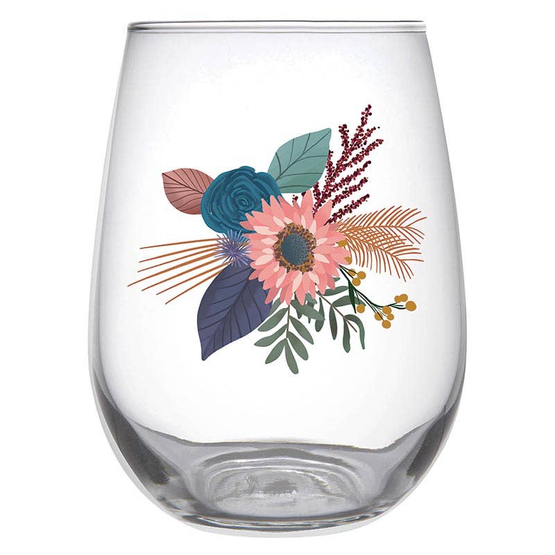 Fall Bouquet Stemless Wine Glass