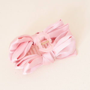 Satin Bow Claw Clip - Blush