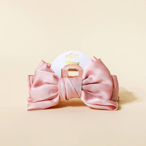 Satin Bow Claw Clip - Blush