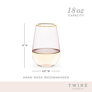 Rose Crystal Gold-Rimmed Stemless Wine Glasses - Set of 2