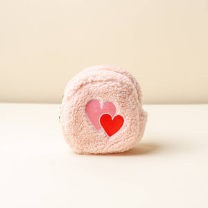 Teddy Pouch - Circle Hearts Pink