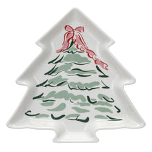 Load image into Gallery viewer, Stoneware Tree Shaped Plate with Christmas Tree, Multi Color
