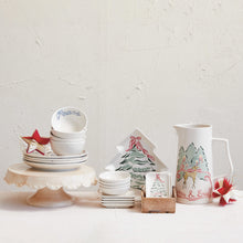 Load image into Gallery viewer, Stoneware Tree Shaped Plate with Christmas Tree, Multi Color
