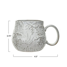 Load image into Gallery viewer, Embossed Snowflakes Stoneware Mug, Reactive Glaze
