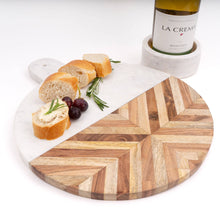 Load image into Gallery viewer, Marble &amp; Wood Round Serving Board
