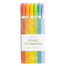 Load image into Gallery viewer, Set of 6 Double Tip Markers Pastel Rainbow
