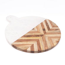 Load image into Gallery viewer, Marble &amp; Wood Round Serving Board
