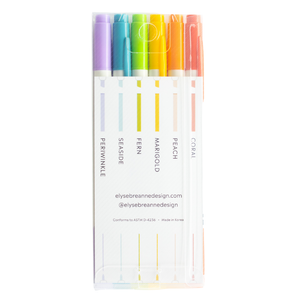 Set of 6 Double Tip Markers Pastel Rainbow