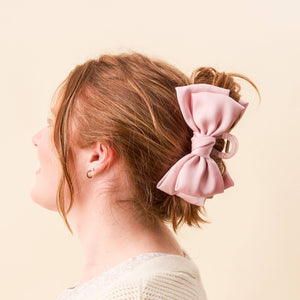 Satin Bow Claw Clip - Blush