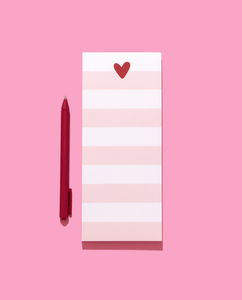 Heart Striped Tall & Skinny Notepad