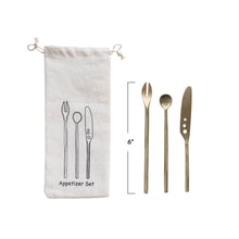 Load image into Gallery viewer, Brass Appetizer Cutlery, Matte Finish, Set of 3
