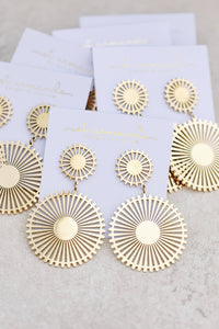 Gold Pinwheel Drop Earrings