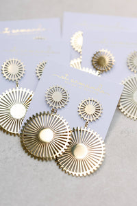 Gold Pinwheel Drop Earrings