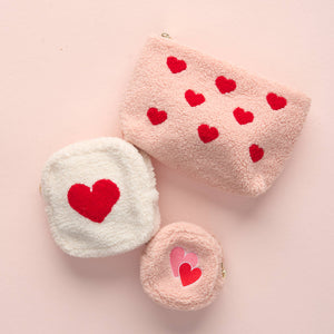 Teddy Pouch - Circle Hearts Pink