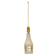 Load image into Gallery viewer, Glass Champagne Bottle Ornament w/ Glitter, Gold &amp; Silver Color
