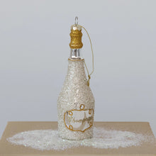 Load image into Gallery viewer, Glass Champagne Bottle Ornament w/ Glitter, Gold &amp; Silver Color
