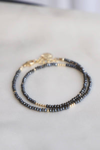 Petite Crystal Double Wrap Bracelet - Slate